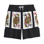 Four Queens Playing Cards Print Cotton Shorts