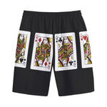 Four Queens Playing Cards Print Cotton Shorts