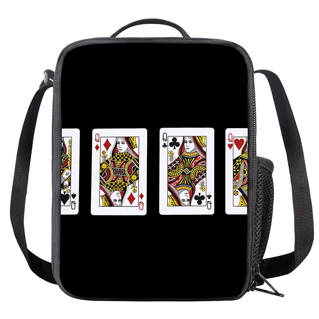 Four Queens Playing Cards Print Crossbody Lunch Bag