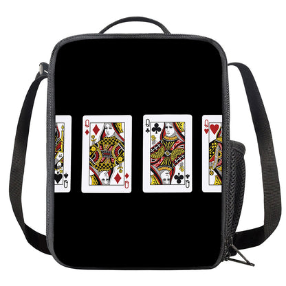 Four Queens Playing Cards Print Crossbody Lunch Bag