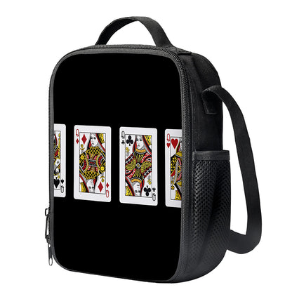 Four Queens Playing Cards Print Crossbody Lunch Bag