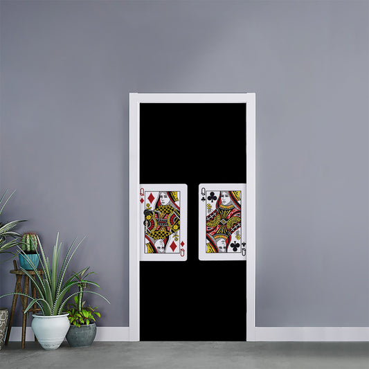 Four Queens Playing Cards Print Door Sticker