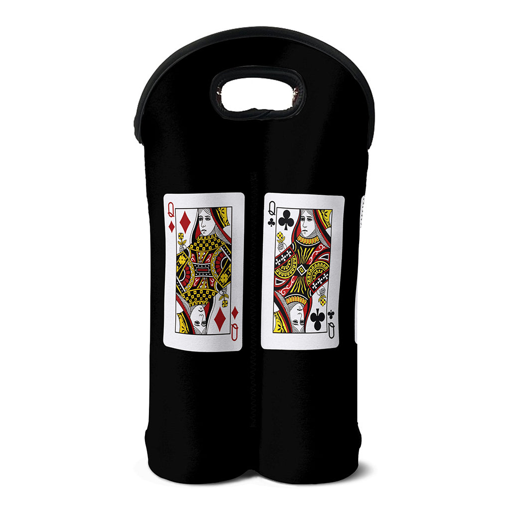 Four Queens Playing Cards Print Double Neoprene Wine Tote