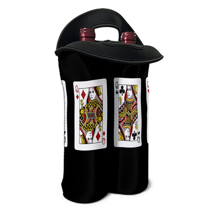 Four Queens Playing Cards Print Double Neoprene Wine Tote