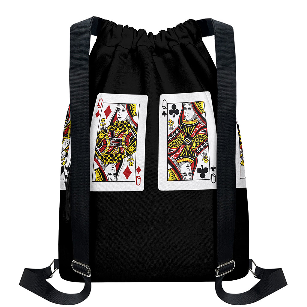 Four Queens Playing Cards Print Drawstring Backpack