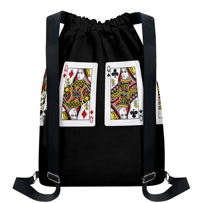 Four Queens Playing Cards Print Drawstring Backpack