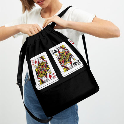 Four Queens Playing Cards Print Drawstring Backpack