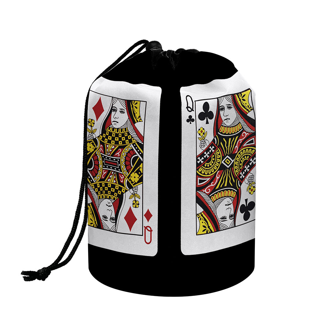 Four Queens Playing Cards Print Drawstring Makeup Bag