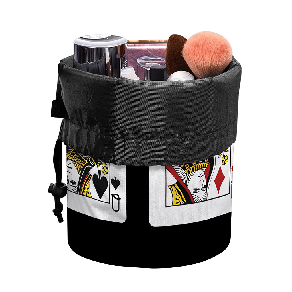 Four Queens Playing Cards Print Drawstring Makeup Bag