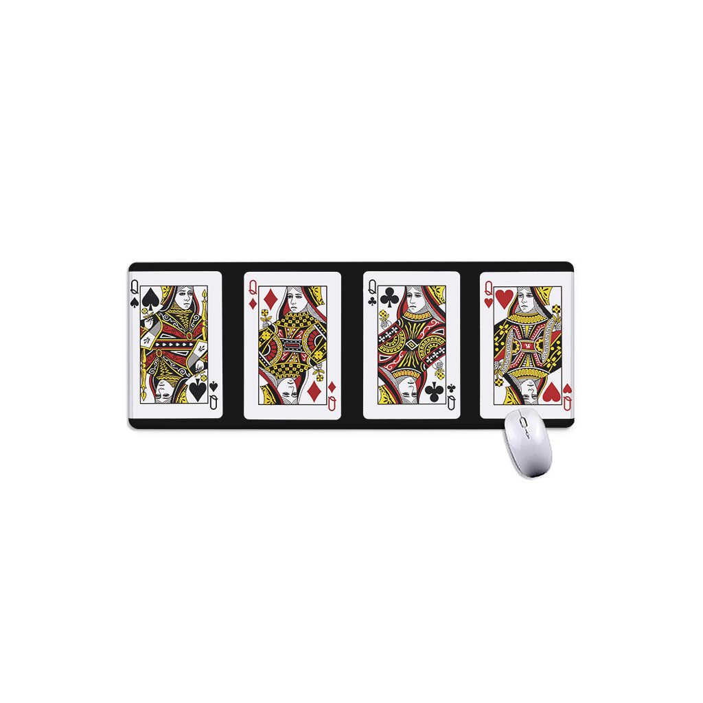 Four Queens Playing Cards Print Extended Mouse Pad