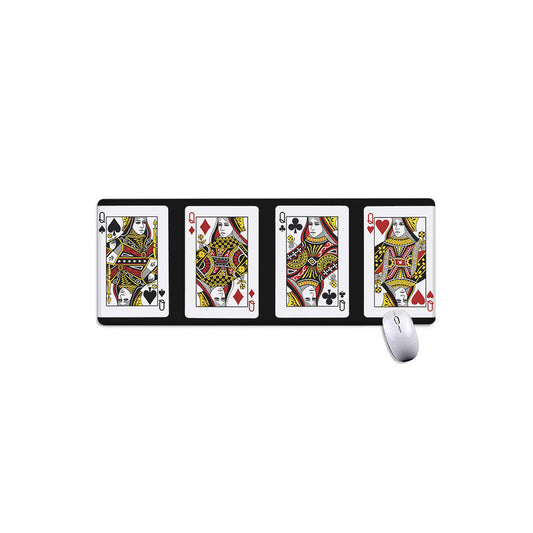 Four Queens Playing Cards Print Extended Mouse Pad