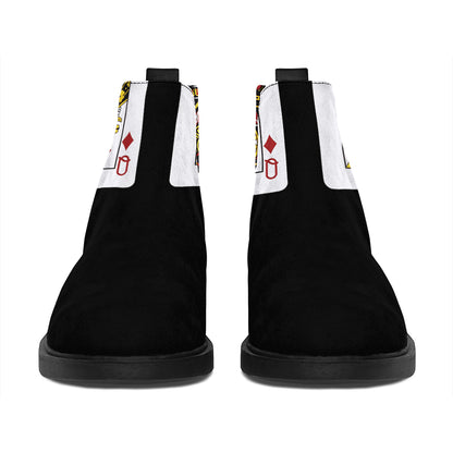Four Queens Playing Cards Print Flat Ankle Boots