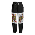 Four Queens Playing Cards Print Fleece Lined Knit Pants