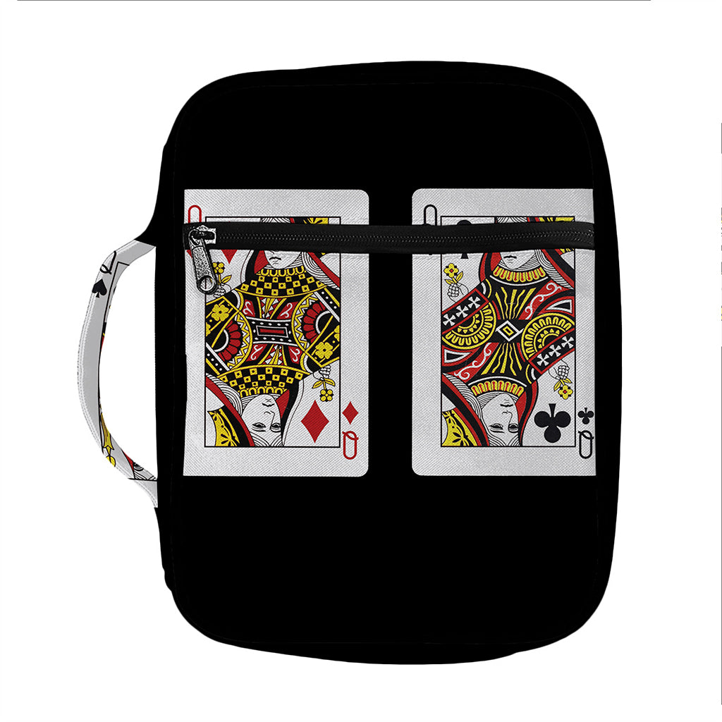 Four Queens Playing Cards Print Front Pocket Bible Bag