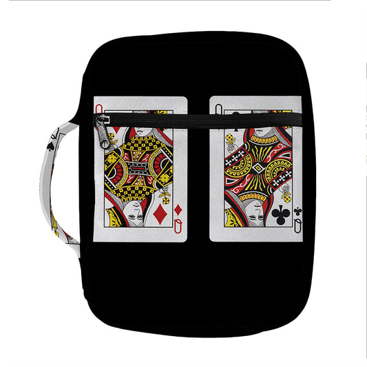Four Queens Playing Cards Print Front Pocket Bible Bag