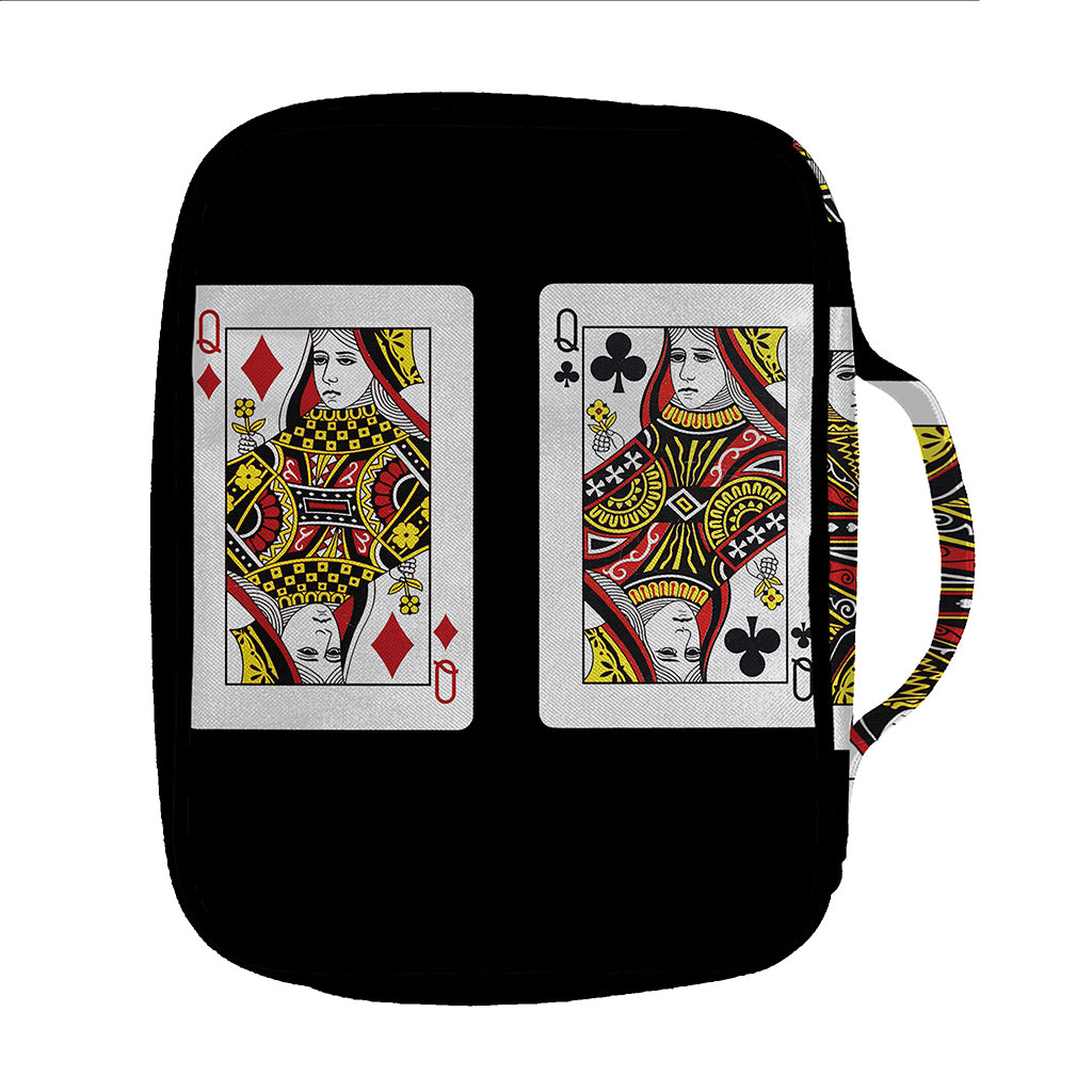 Four Queens Playing Cards Print Front Pocket Bible Bag