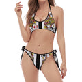 Four Queens Playing Cards Print Halter Scoop Tie Side Bikini