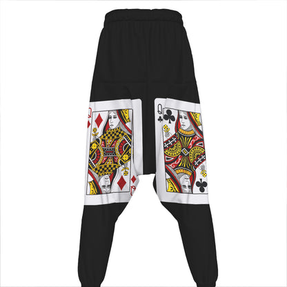 Four Queens Playing Cards Print Hammer Pants