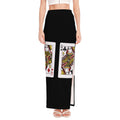 Four Queens Playing Cards Print High Slit Maxi Skirt