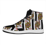 Four Queens Playing Cards Print High Top Leather Sneakers