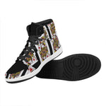 Four Queens Playing Cards Print High Top Leather Sneakers