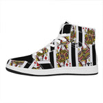 Four Queens Playing Cards Print High Top Leather Sneakers