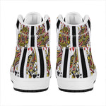Four Queens Playing Cards Print High Top Leather Sneakers