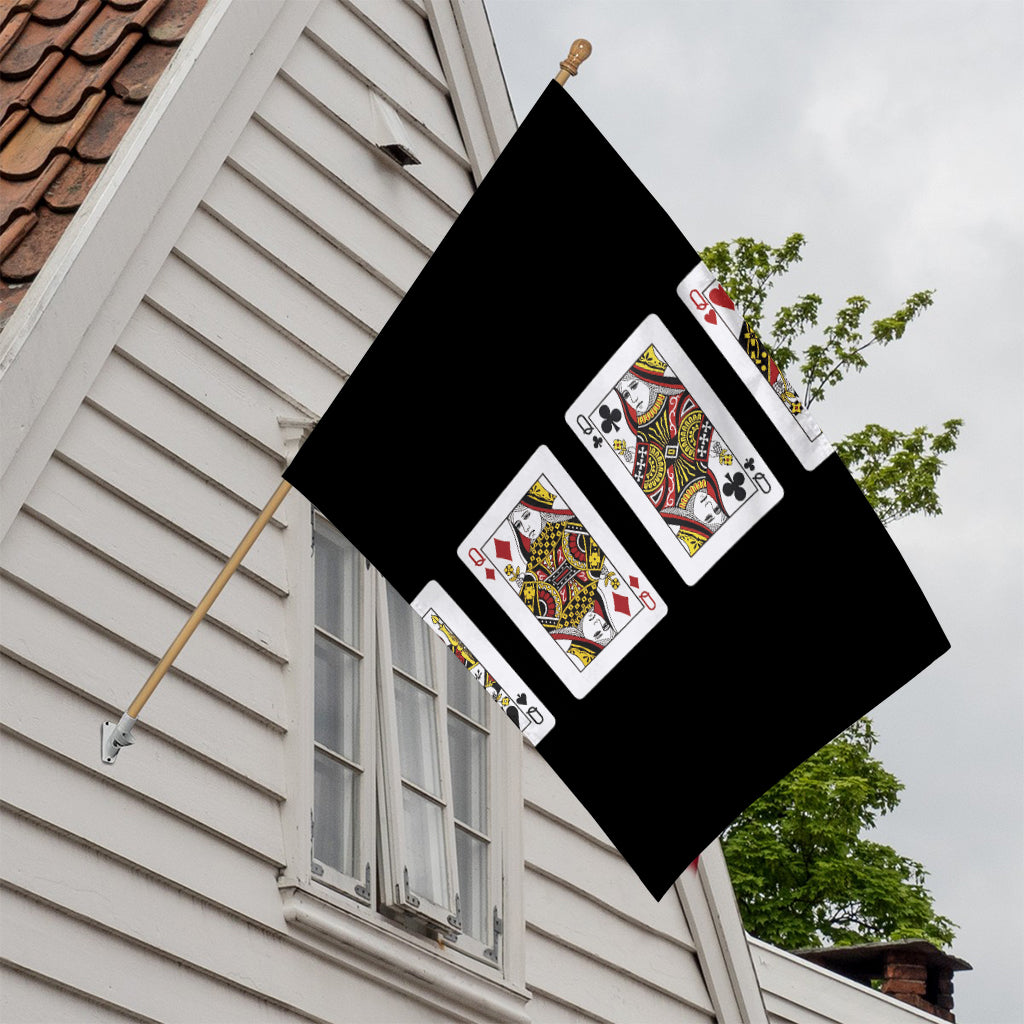 Four Queens Playing Cards Print House Flag