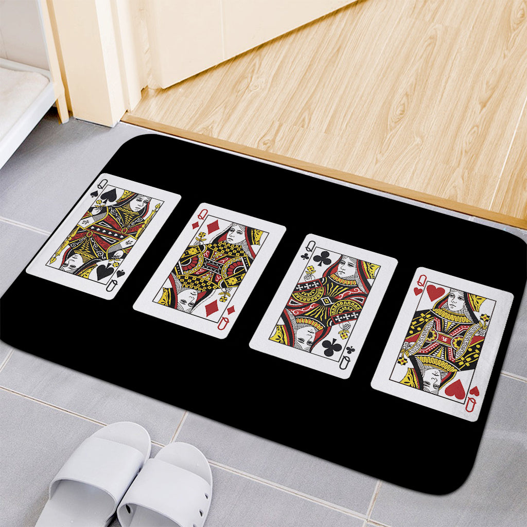 Four Queens Playing Cards Print Indoor Door Mat