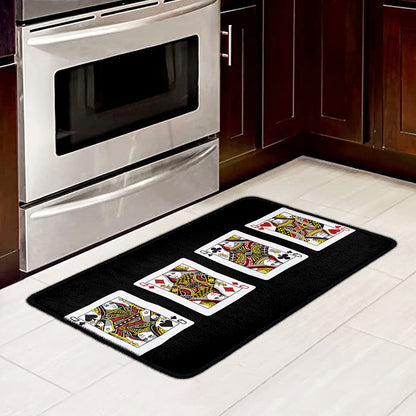 Four Queens Playing Cards Print Kitchen Mat