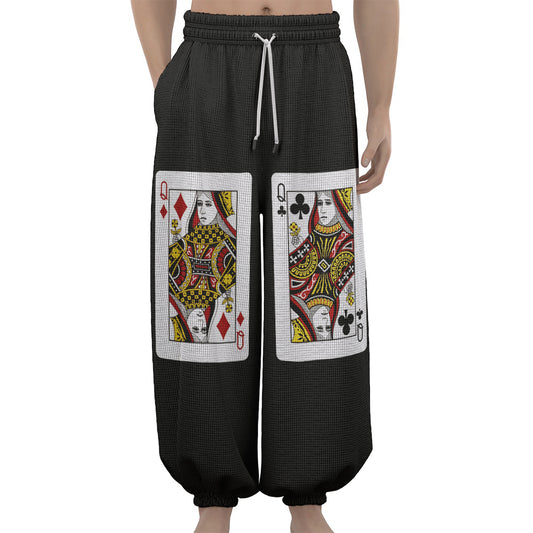 Four Queens Playing Cards Print Lantern Pants