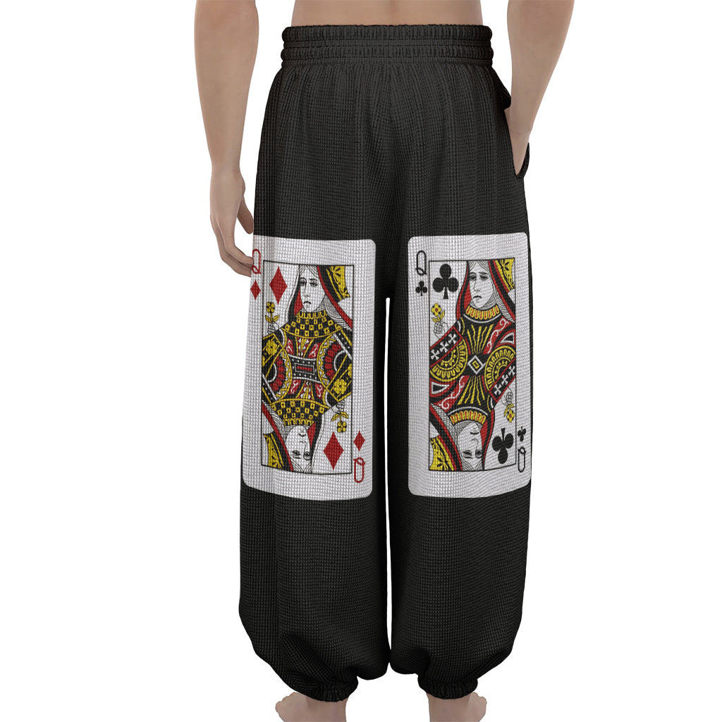 Four Queens Playing Cards Print Lantern Pants