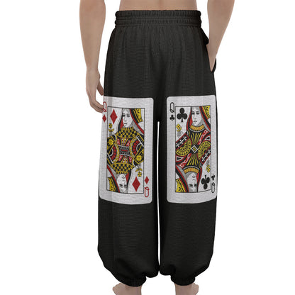 Four Queens Playing Cards Print Lantern Pants
