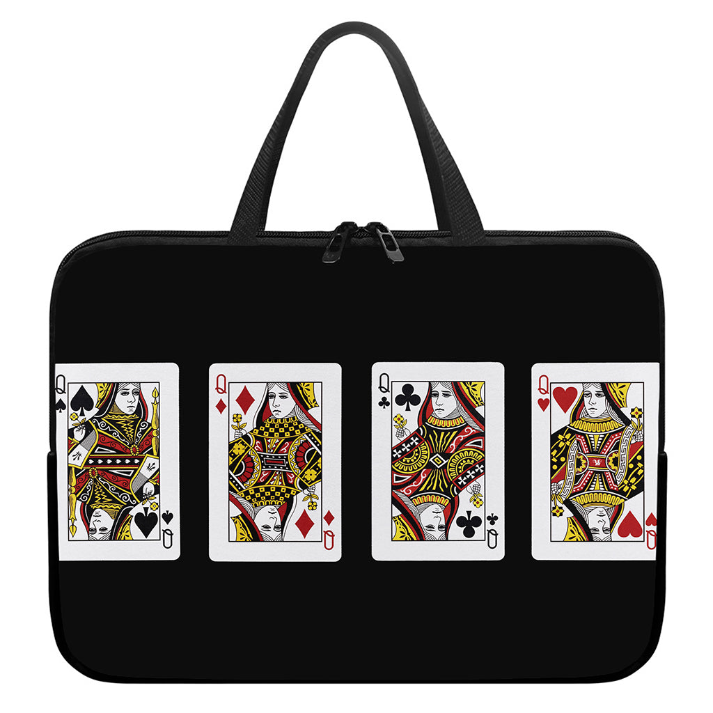 Four Queens Playing Cards Print Laptop Sleeve With Handle