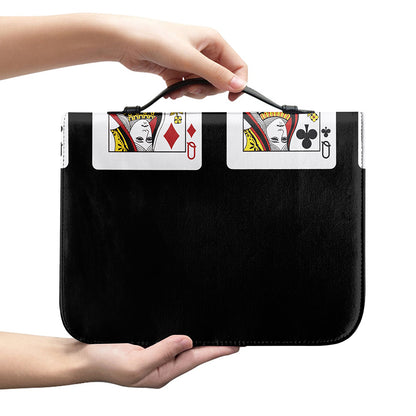 Four Queens Playing Cards Print Leather Bible Cover