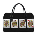 Four Queens Playing Cards Print Leather Duffel Bag