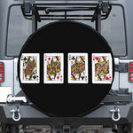 Four Queens Playing Cards Print Leather Spare Tire Cover