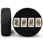 Four Queens Playing Cards Print Leather Spare Tire Cover