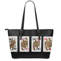 Four Queens Playing Cards Print Leather Tote Bag With Zipper