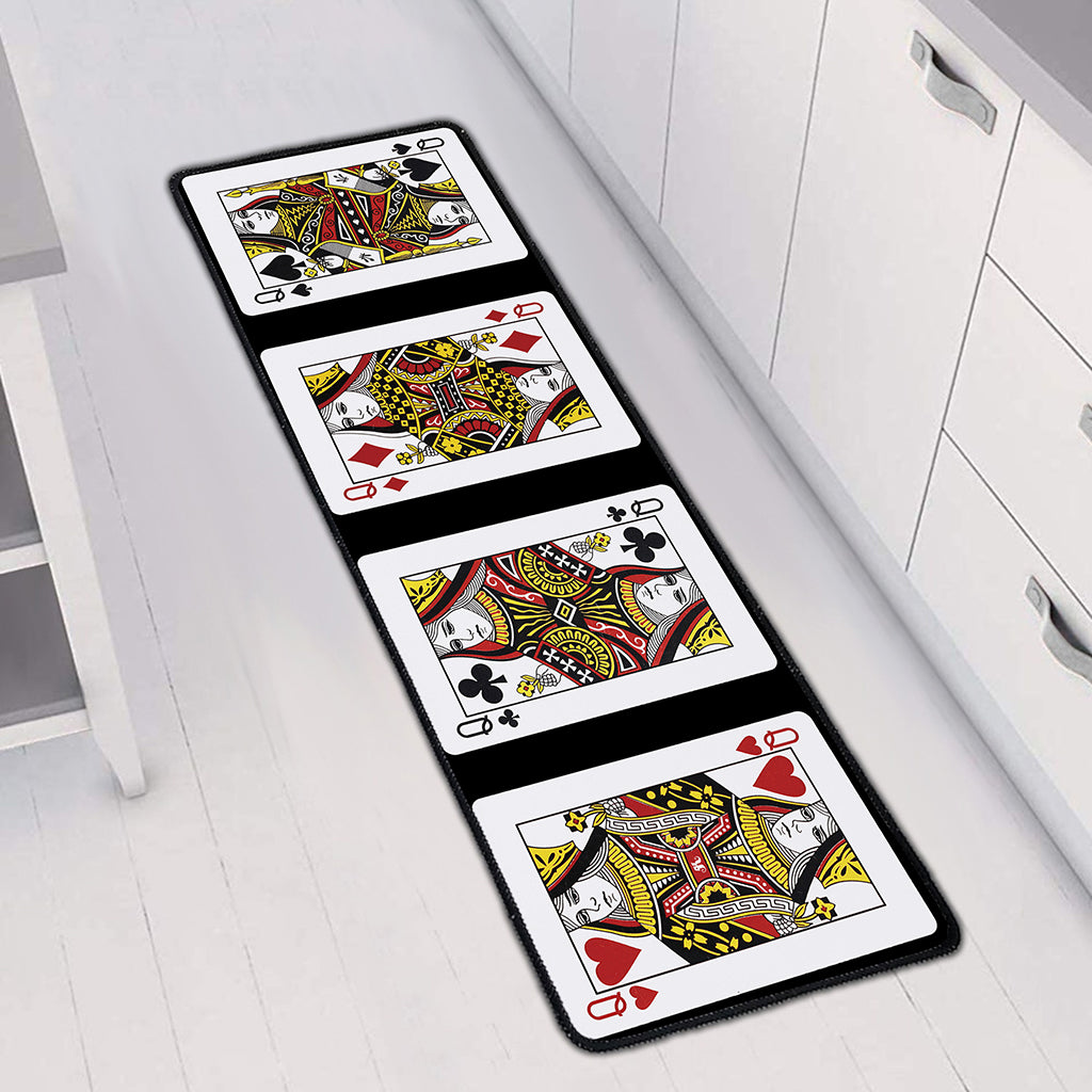 Four Queens Playing Cards Print Long Kitchen Mat