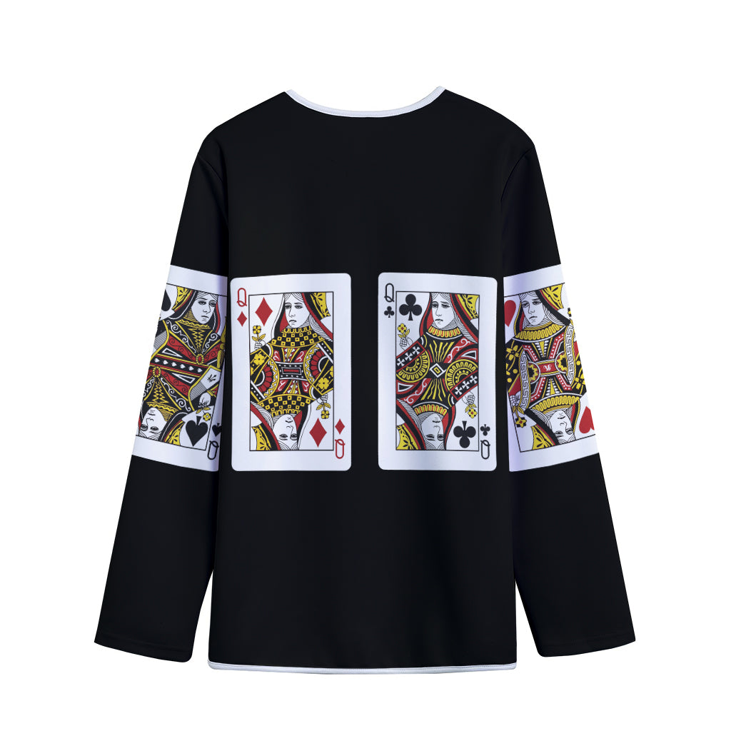 Four Queens Playing Cards Print Long Sleeve Short Coat