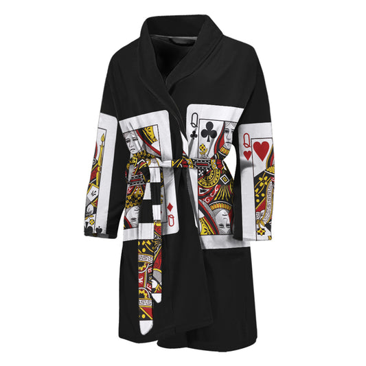 Four Queens Playing Cards Print Men's Bathrobe