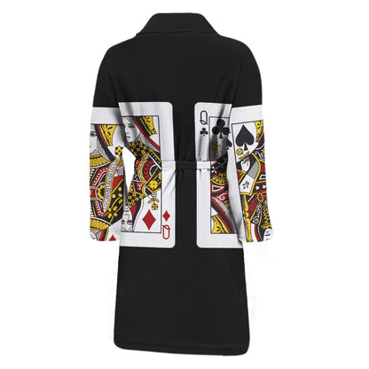 Four Queens Playing Cards Print Men's Bathrobe