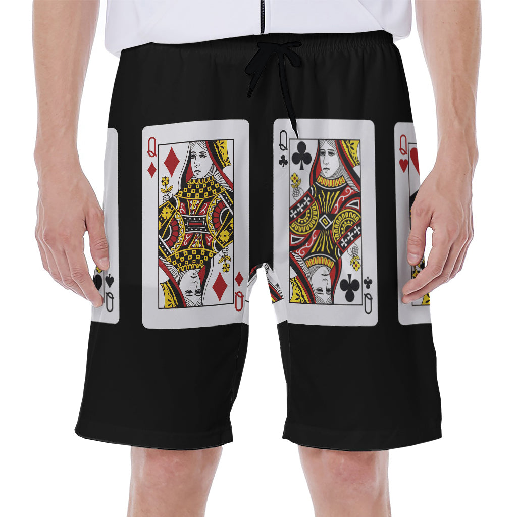 Four Queens Playing Cards Print Men's Beach Shorts