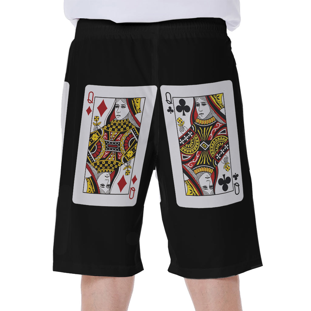 Four Queens Playing Cards Print Men's Beach Shorts