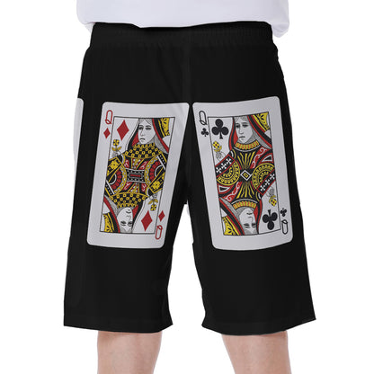 Four Queens Playing Cards Print Men's Beach Shorts