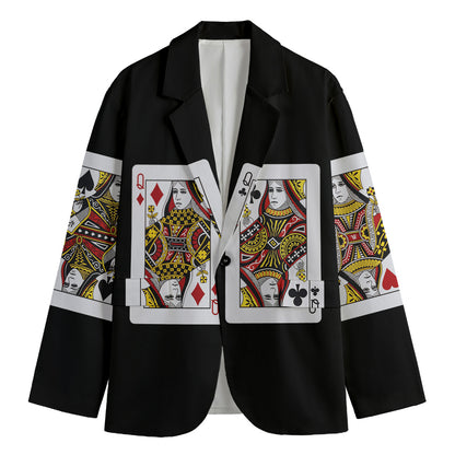 Four Queens Playing Cards Print Men's Blazer