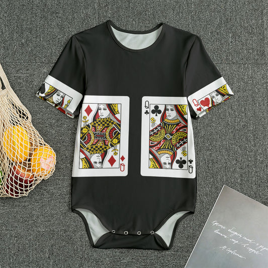 Four Queens Playing Cards Print Men's Bodysuit