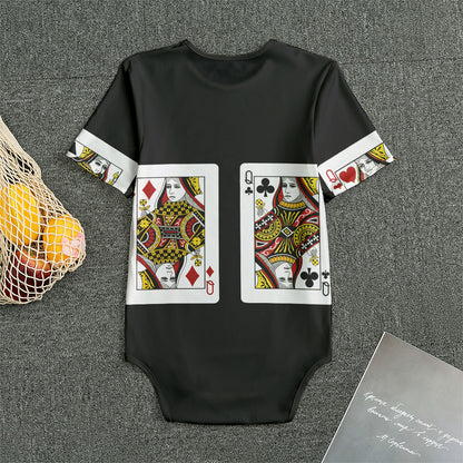 Four Queens Playing Cards Print Men's Bodysuit