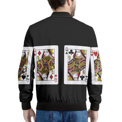 Four Queens Playing Cards Print Men's Bomber Jacket